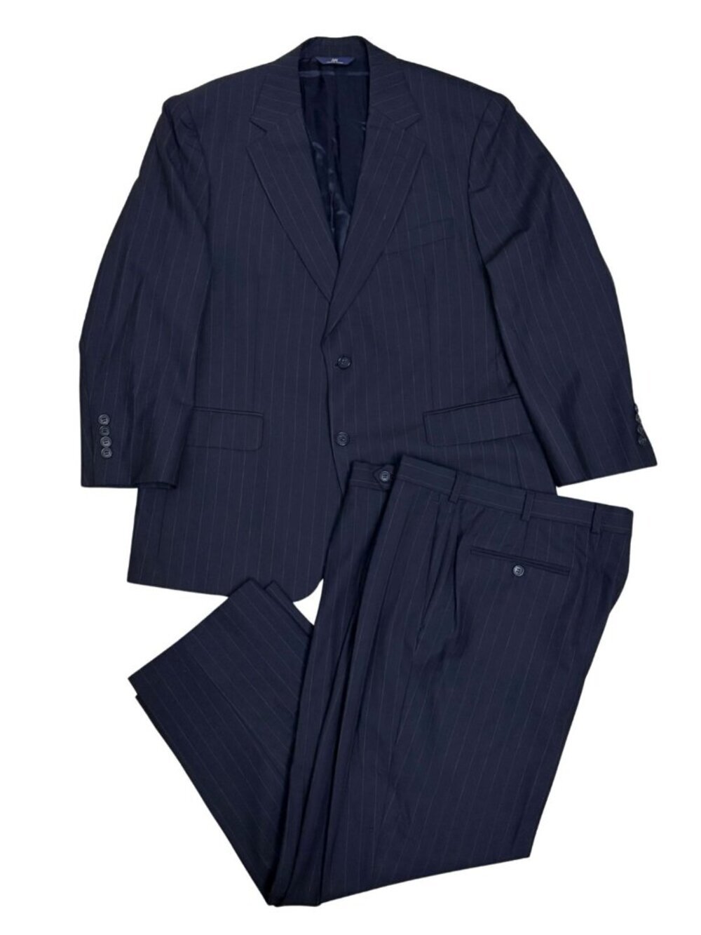 BROOKS BROTHERS 346 SUIT WOOL Blue Stretch Pinstripe Blazer & Pants Mens 41S